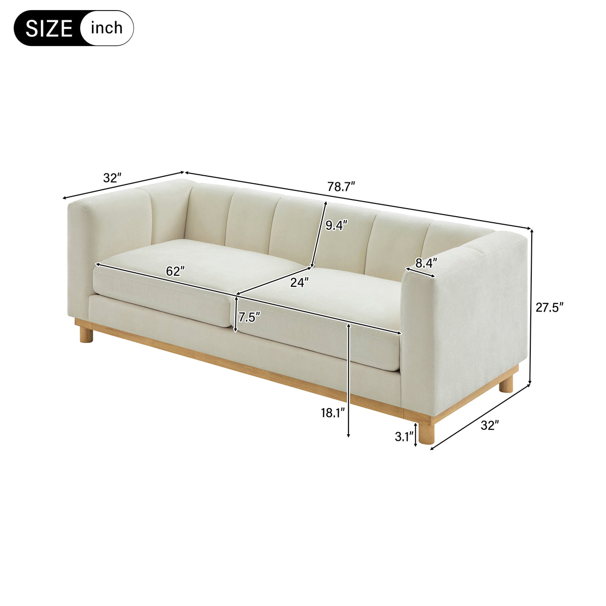 Modern Sofa Couch 78.7