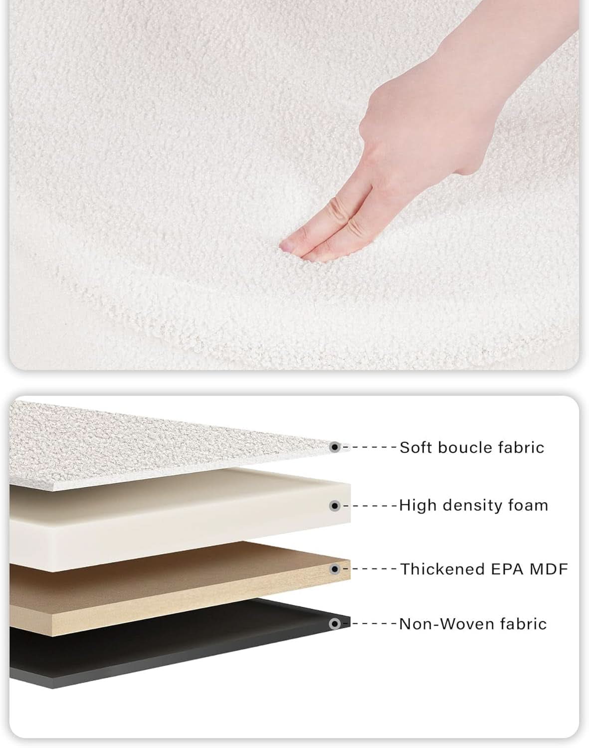 Round Sherpa Boucle Storage Ottoman White 22 Inches