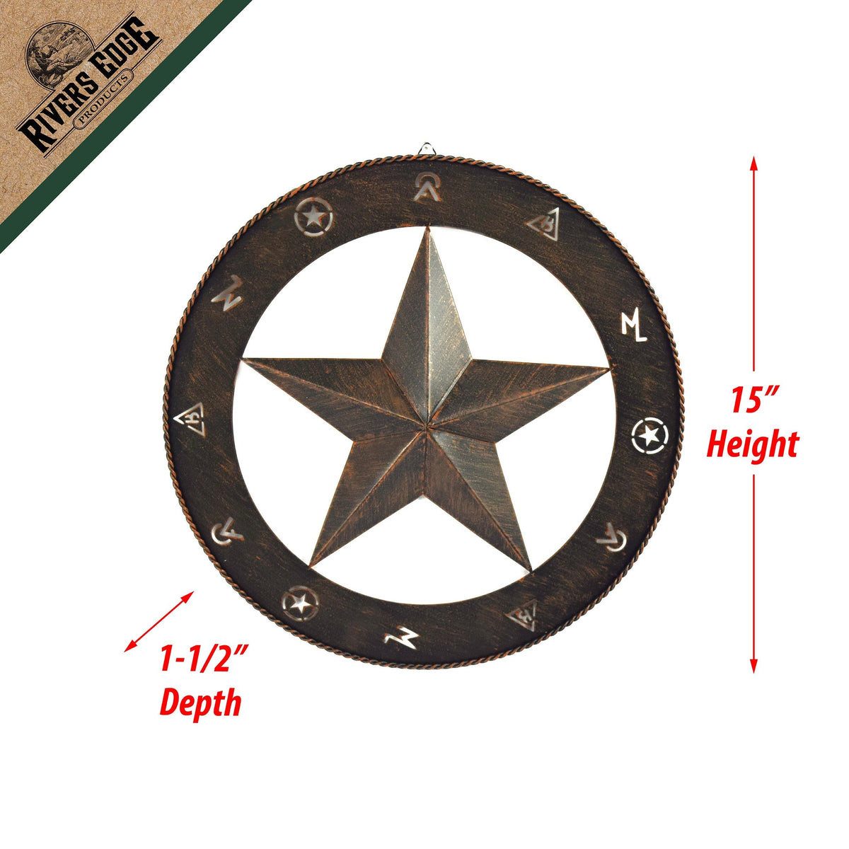 Rustic Metal Wall Art 15in-Barn Star