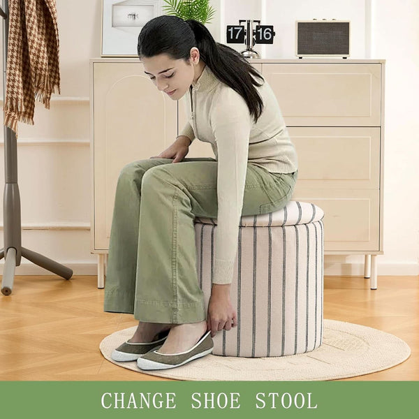 EighteenInch Round Storage Ottoman With Removable Tray
