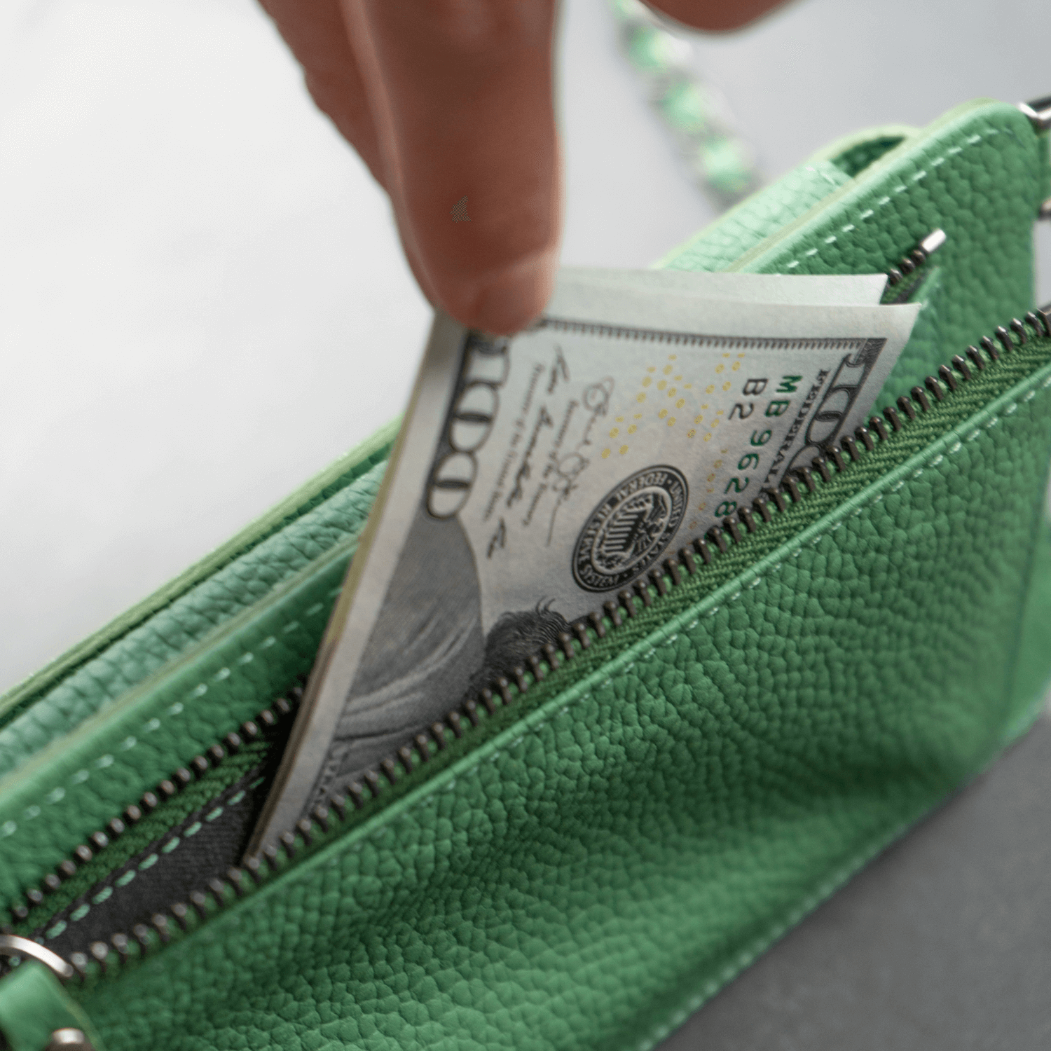 Leather Green Crossbody Bag Phone Wallet - Columbus