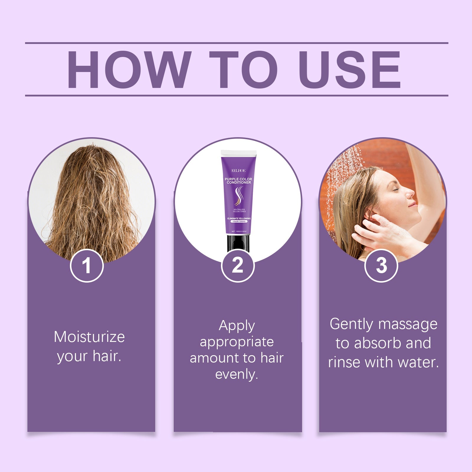 Nourishing Purple Conditioner Hair Care Soft Shine Improve Dry Hair Color Long Lasting Conditioner