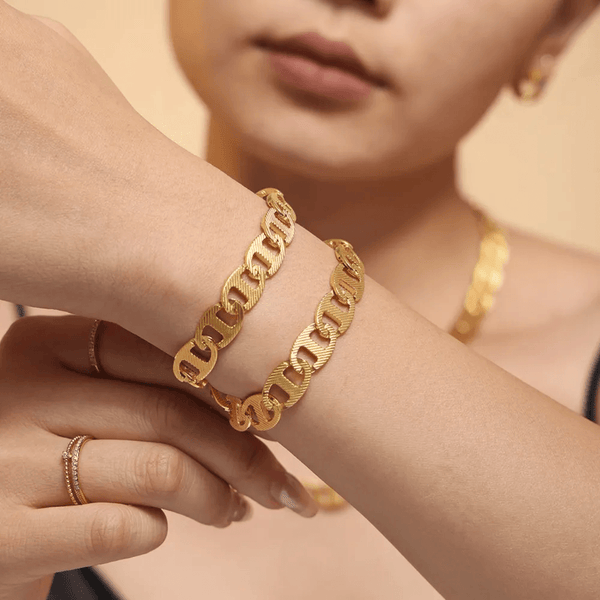 Handmade chain plated with genuine gold titanium steel material women's bracelet