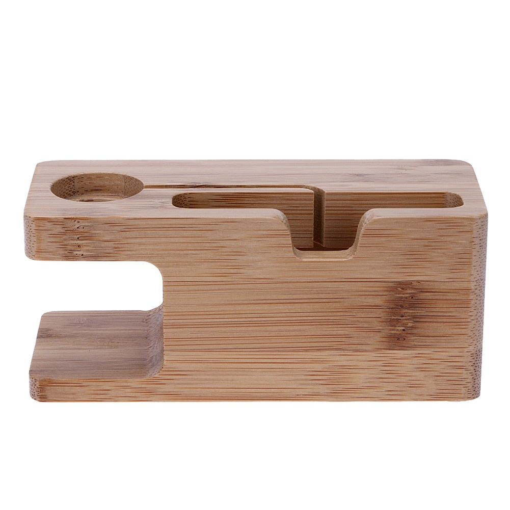 Alloet Wooden Charging Dock Station for Mobile Phone Holder Stand Bamboo Charger Stand Base For Apple Watch and For iphone