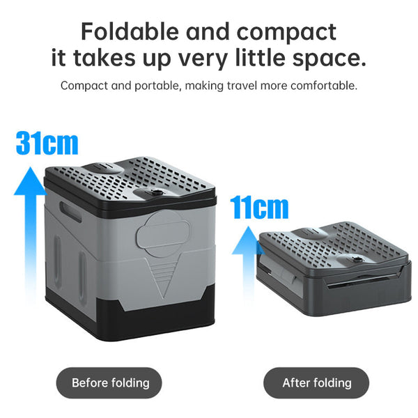 Portable folding camping toilet: adult/child use, self-contained, with lid and seat. V.I.P Digital Presence