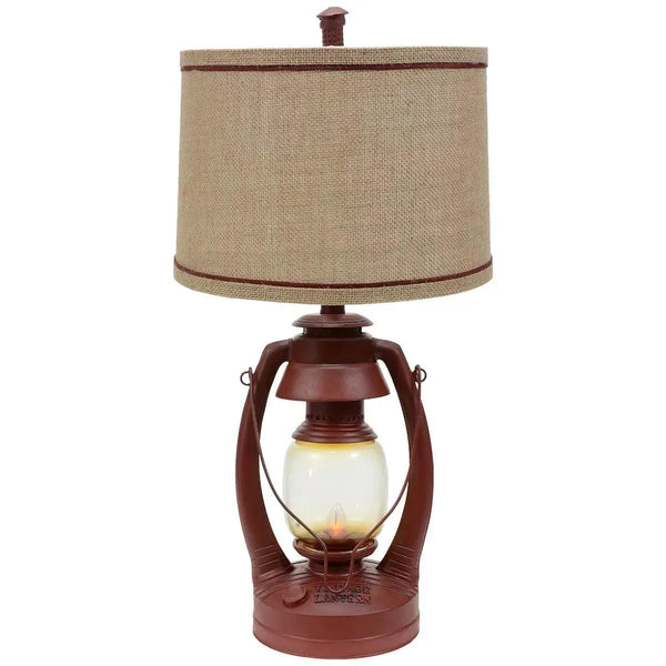 26”H Red Vintage Lantern Table Lamp - Gifts for You 'n Me