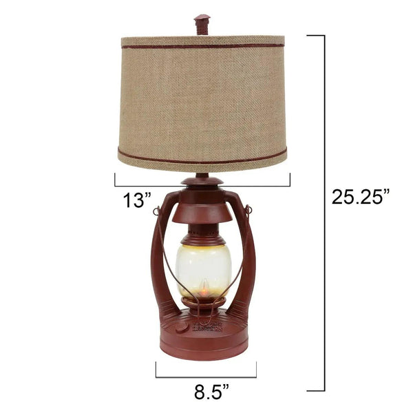 26”H Red Vintage Lantern Table Lamp - Gifts for You 'n Me