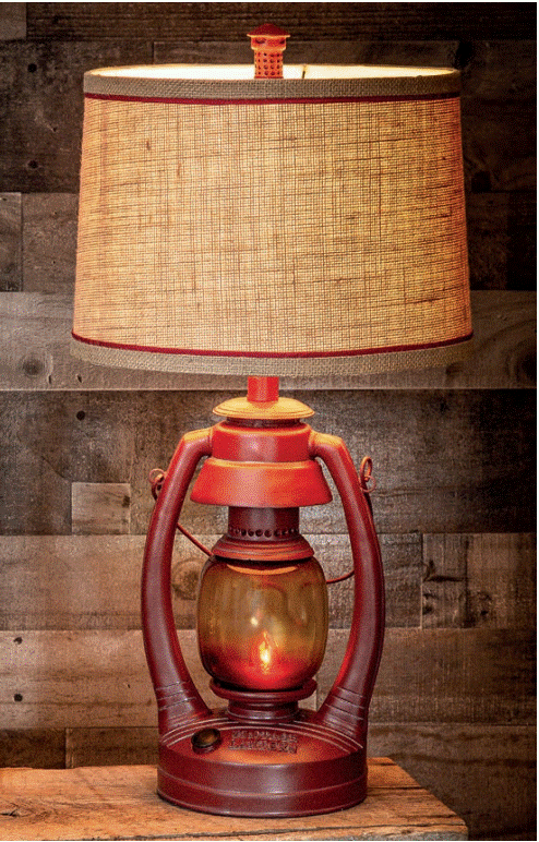 26”H Red Vintage Lantern Table Lamp - Gifts for You 'n Me