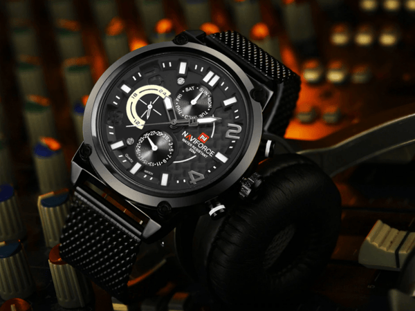 Men's Multifunction Analog Quartz Watches Waterproof Wrist Watch With Stainless Steel Mesh Band Excellent Design Perfect Gift