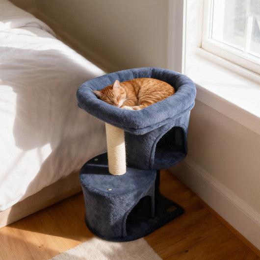 26 Inch Cat Tower with Large Padded Push Perch and Dual Condos-Dark Gray