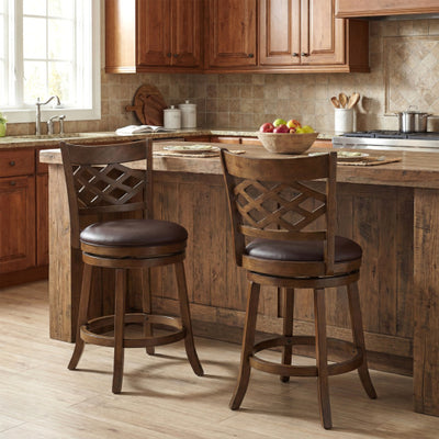 26 Inch Counter Height Bar Stools Set of 2 with Rubber Wood Frame-26 Inch