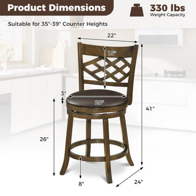 26 Inch Counter Height Bar Stools Set of 2 with Rubber Wood Frame-26 Inch