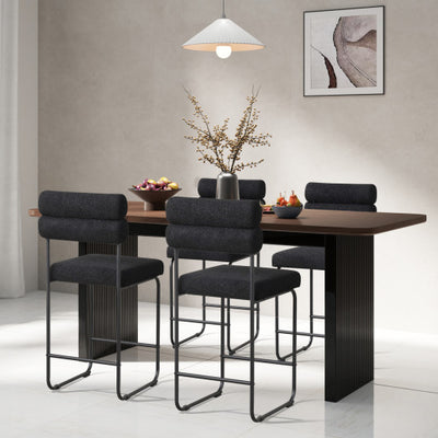 26 Inch Counter Height Bar Stools Set of 2 with Metal Frame and Footrest-Black