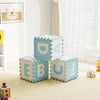 26 Pieces Interlocking ABC Play Mats with Detachable Letters-Blue