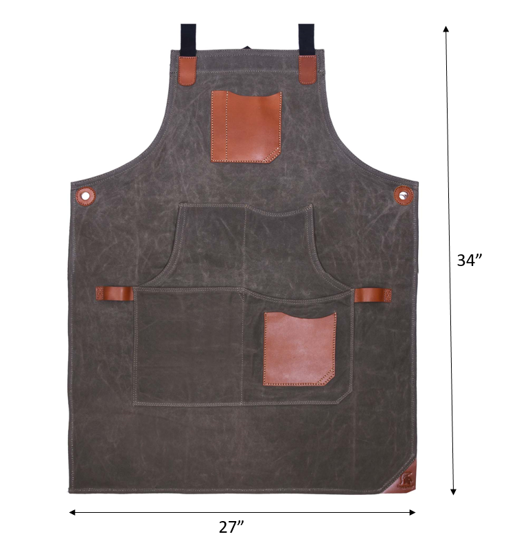 Fremont Leather Canvas Apron - Distressed grey