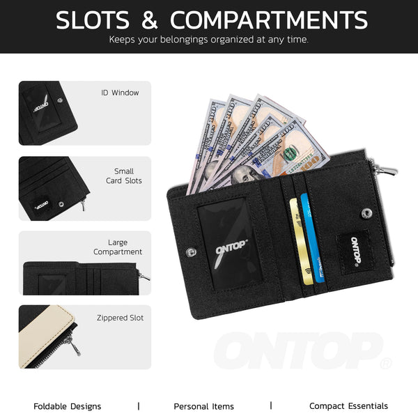 Bifold Zipper Wallet Card Holder