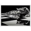 Leopard Black and White Mounted Framed Poster – Premium Oak or Ash Frame