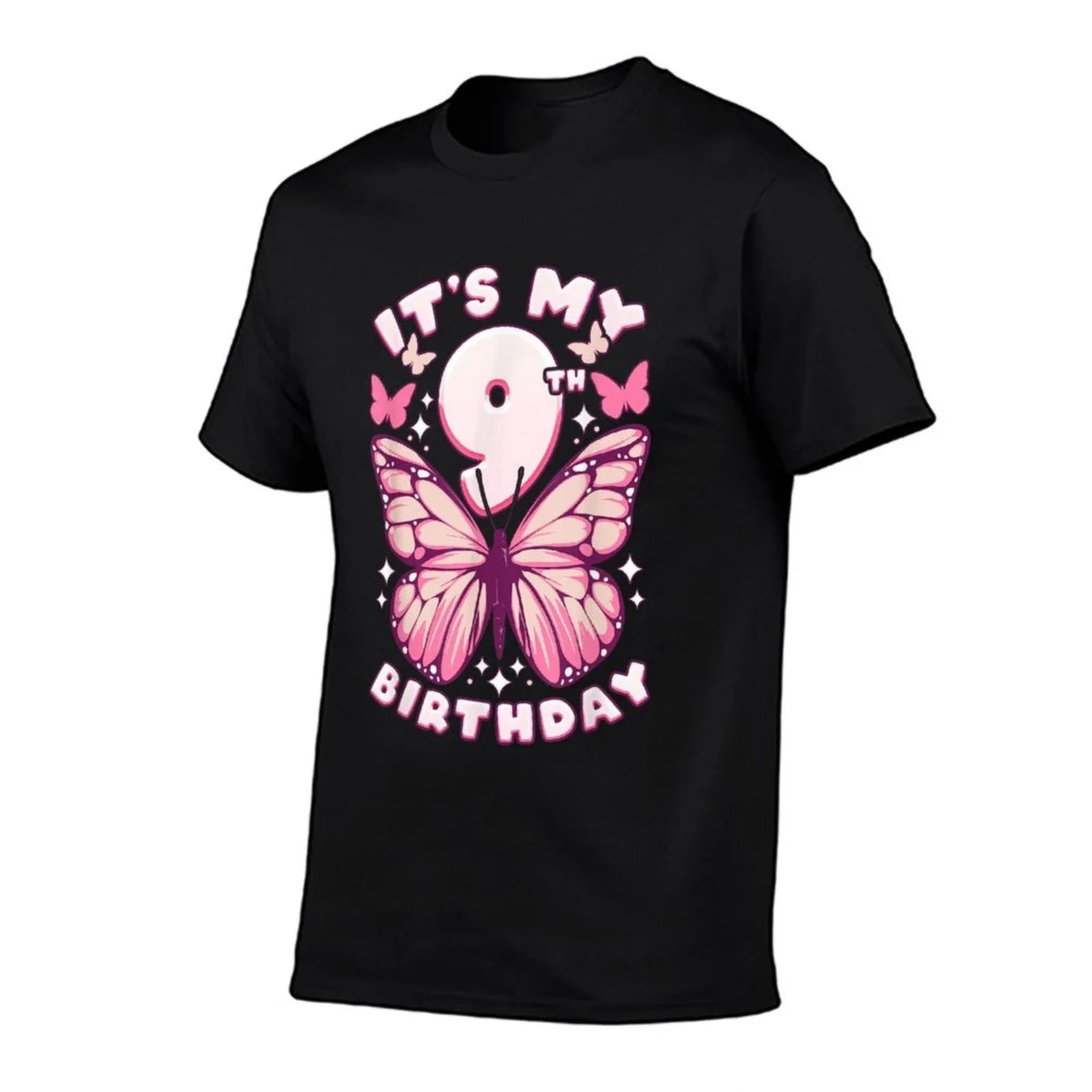 9th Birthday, Girl 9 Years, Butterflies And Number 9 T-Shirt