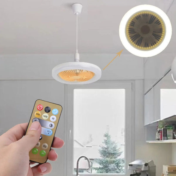 26CM Remote Control LED Light and Fan - Ceiling Fan with E27 Lamp