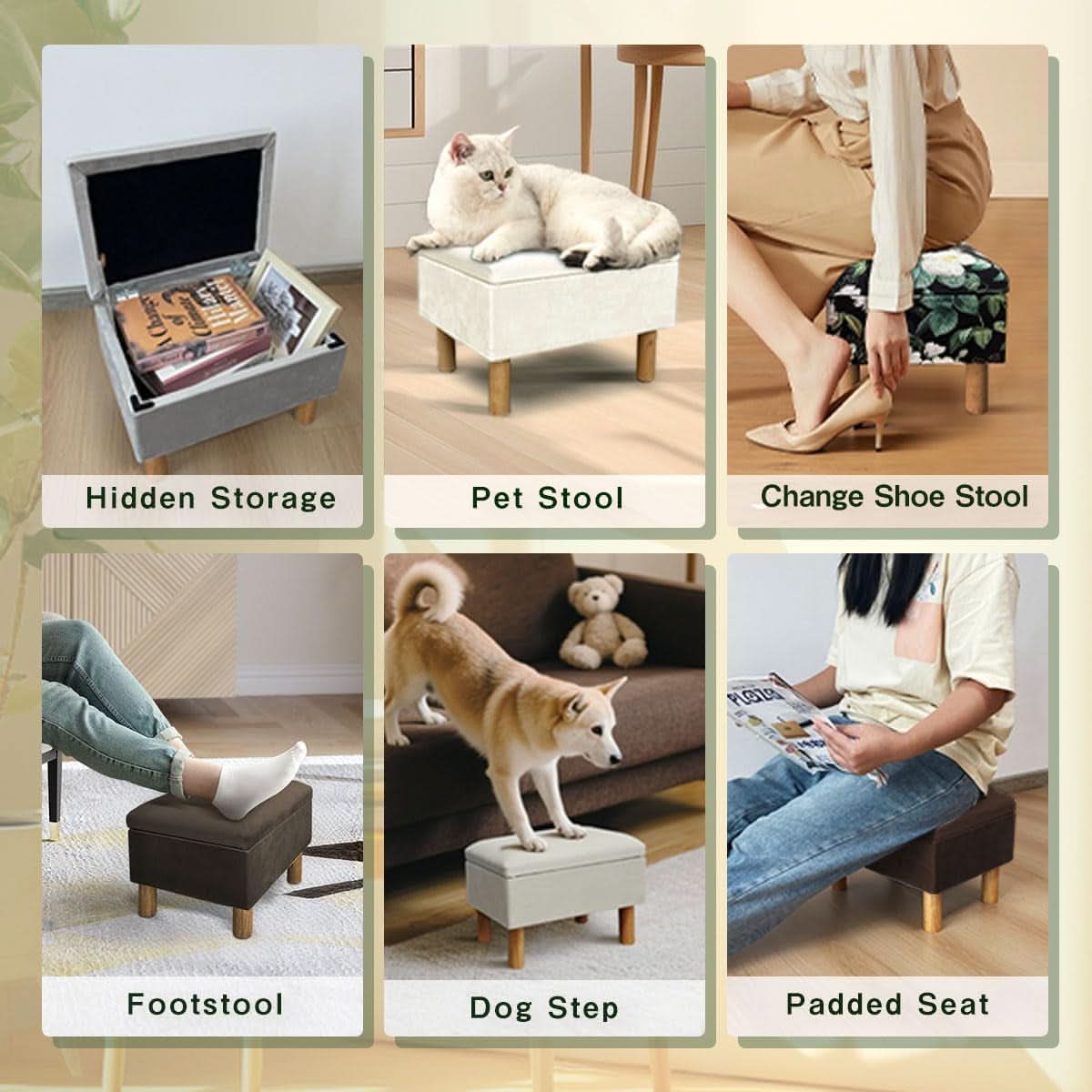 Multifunctional Storage Ottoman With Hidden Lid
