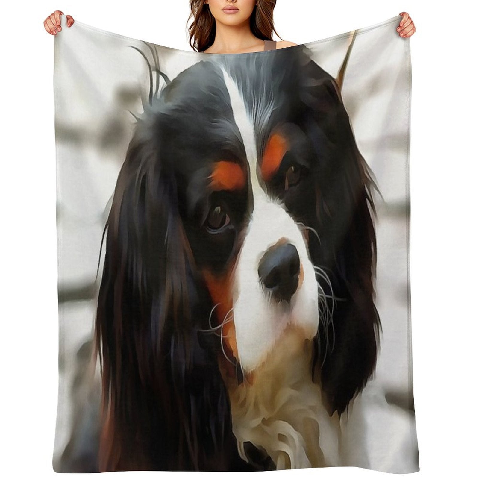 Portrait Of A King Charles Cavalier Spaniel Anti-pilling Throw Blanket