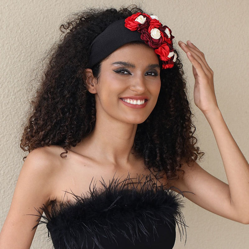Handmade fabric side three-dimensional flower headband