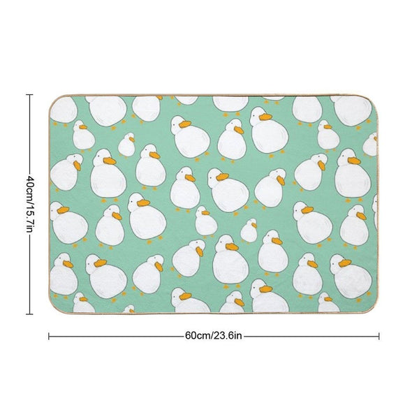Chubby Duck Pattern Cute Fluffy White Bird Simple Anime Cartoon Kawaii Animal Bath Mat
