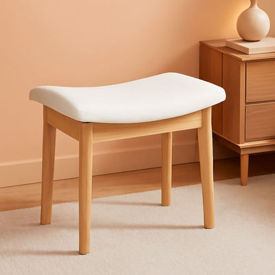 Beige Velvet Upholstered Vanity Stool 18 Inch Chair