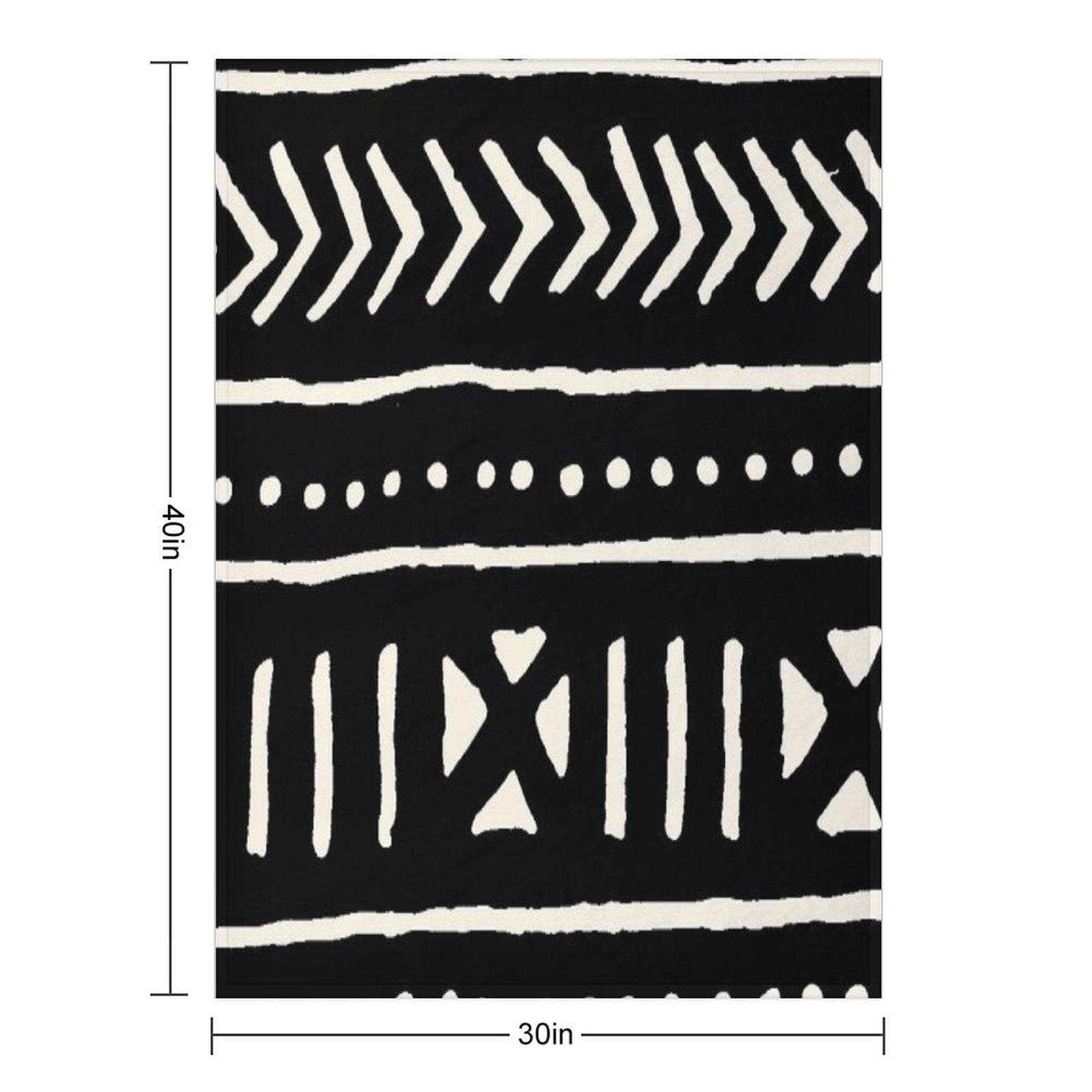 African Mud Cloth Black And White Throw Blanket