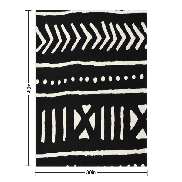 African Mud Cloth Black And White Throw Blanket