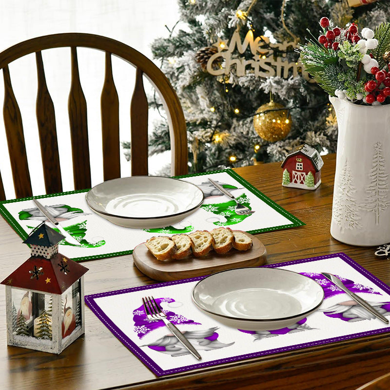 Christmas Dwarf Meal Mat Christmas Day Kitchen Table Decoration Insulation Mat Printed Table Mat