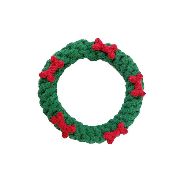 Christmas pet toy gift set dog teeth grinding bite resistant cotton rope hand woven