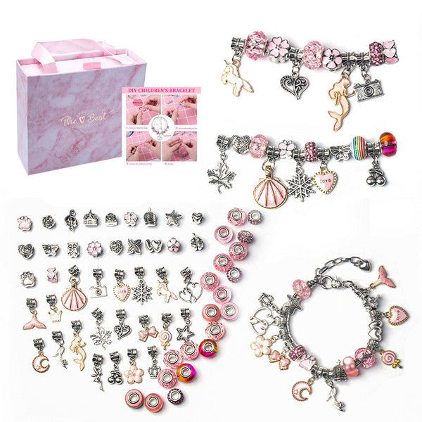 Cartoon Pink Set DIY Handmade Jewelry Children's Bracelet Women's Exquisite Gift Box Gift Bracelet