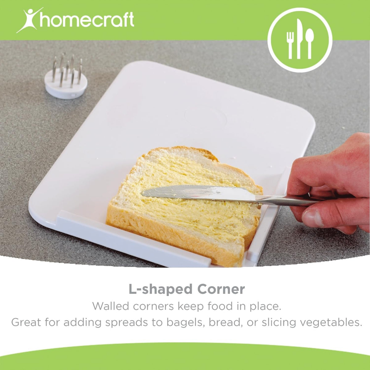 One-Handed Cutting Board with Spikes, Non-Slip Food Prep Aid