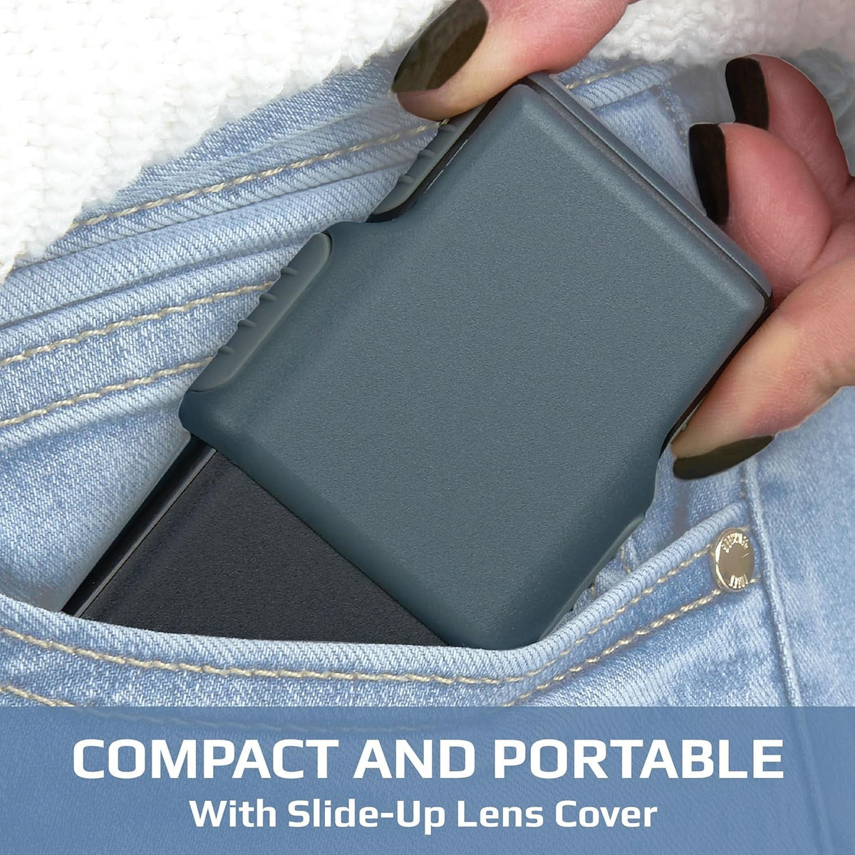 Compact 5X Magnifying Glass with Built-In LED Light & Protective Sleeve