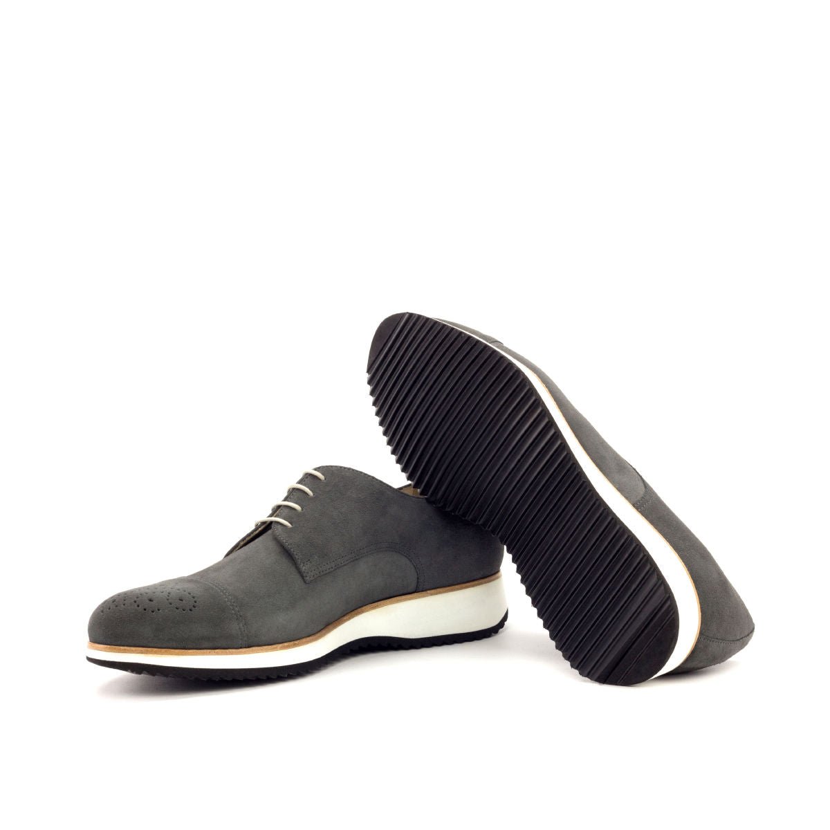 Capra2 - men's grey buck shoes. genuine suede leather & wedge rubber sole