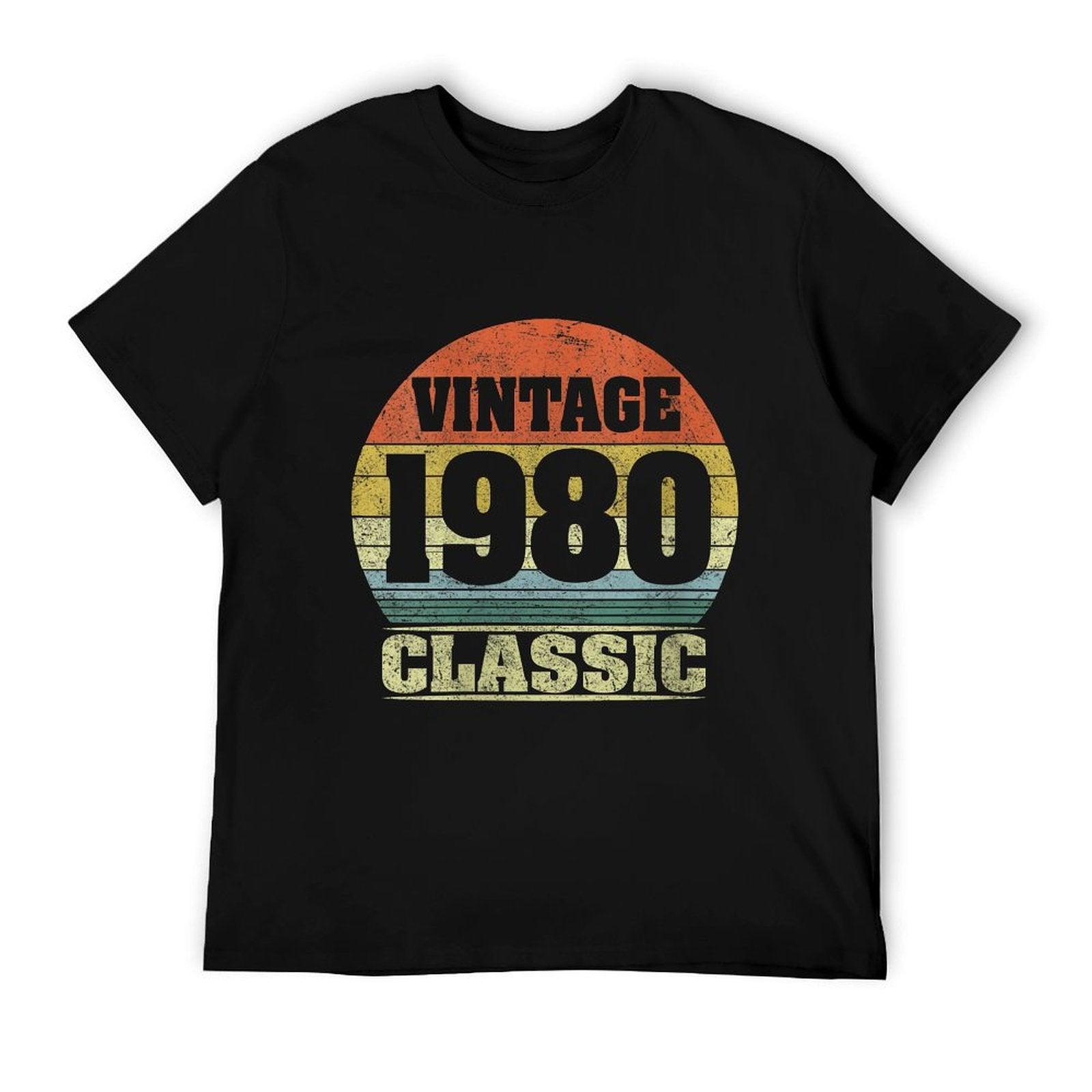 Womens 1980 40th Birthday Gift Vintage Retro Men Women 40 Years Old  Ribbed Collar T-Shirt
