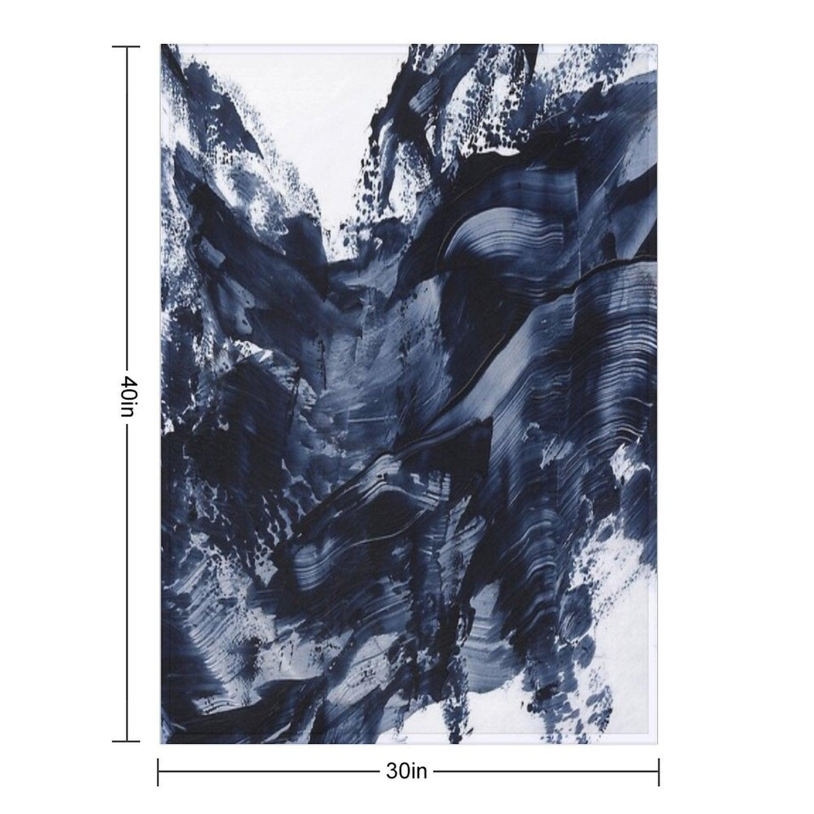 Dark Navy Gray Acrylic Abstract Painting Throw Blanket