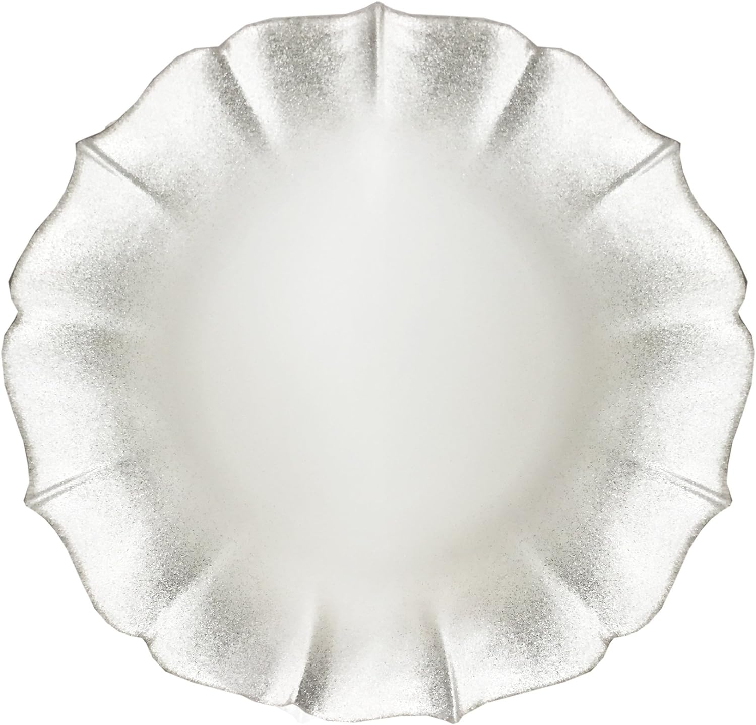 Contessa Silver Glitter Rim with Pearl White Glass Charger Plate 13