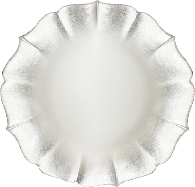Contessa Silver Glitter Rim with Pearl White Glass Charger Plate 13