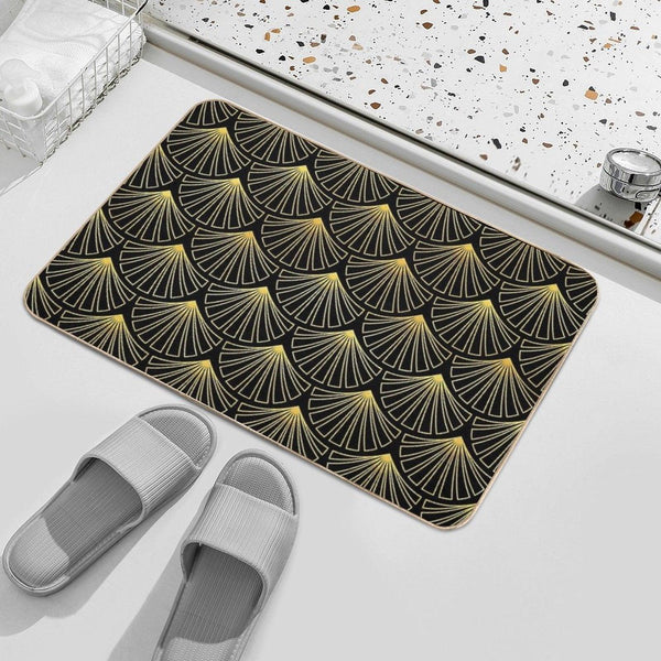 (Faux) Singapore Art Deco Motif Pattern Bath Mat