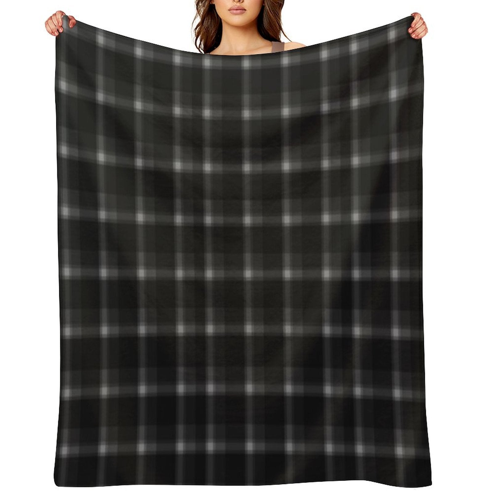 Plaid Black Grey Pattern Wrinkle-free Throw Blanket