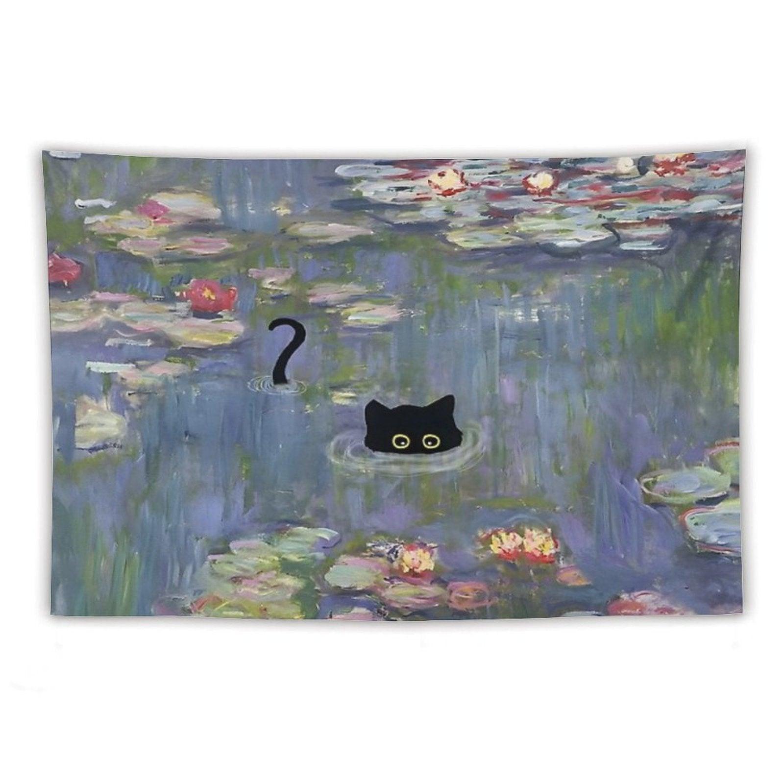 Cat Monet Waterlily Tapestry