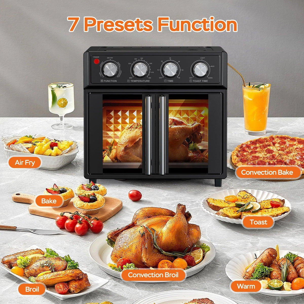 PlumChef 26QT Air Fryer Convection Toaster Oven