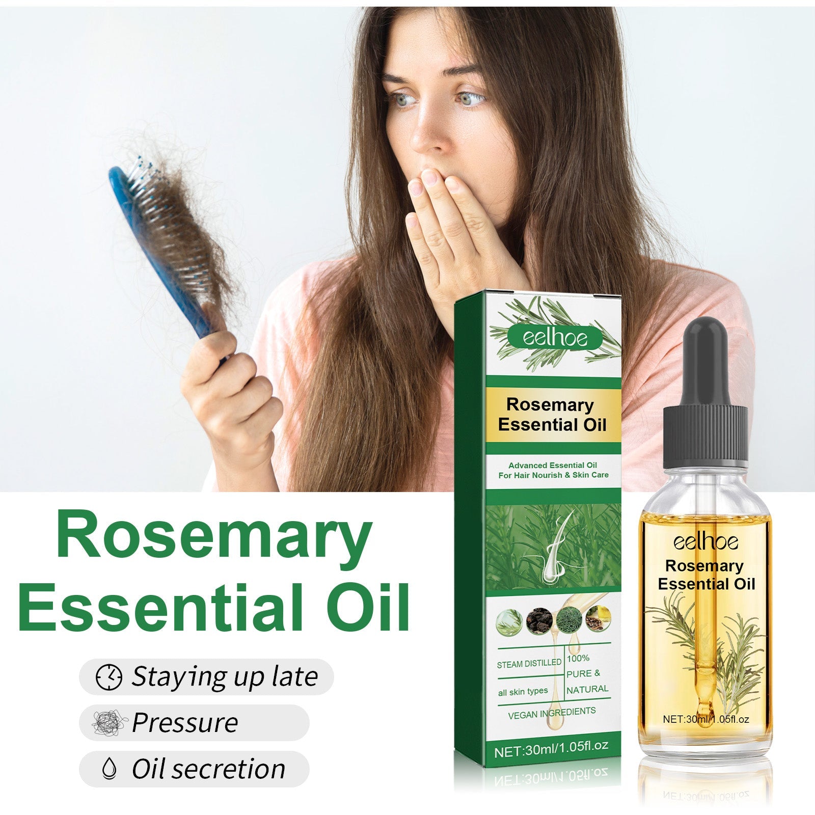 Rosemary Hair Care Essential Oil Repair Split End Dry Hair, Nourish And Smooth Hair Care Oil