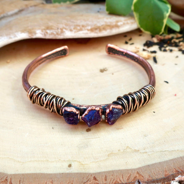 Copper Amethyst Cuff — Inner Peace, Calming Clarity | By Blackbird & Sage