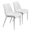 Magnus Dining Chair (Set of 2) White & Silver