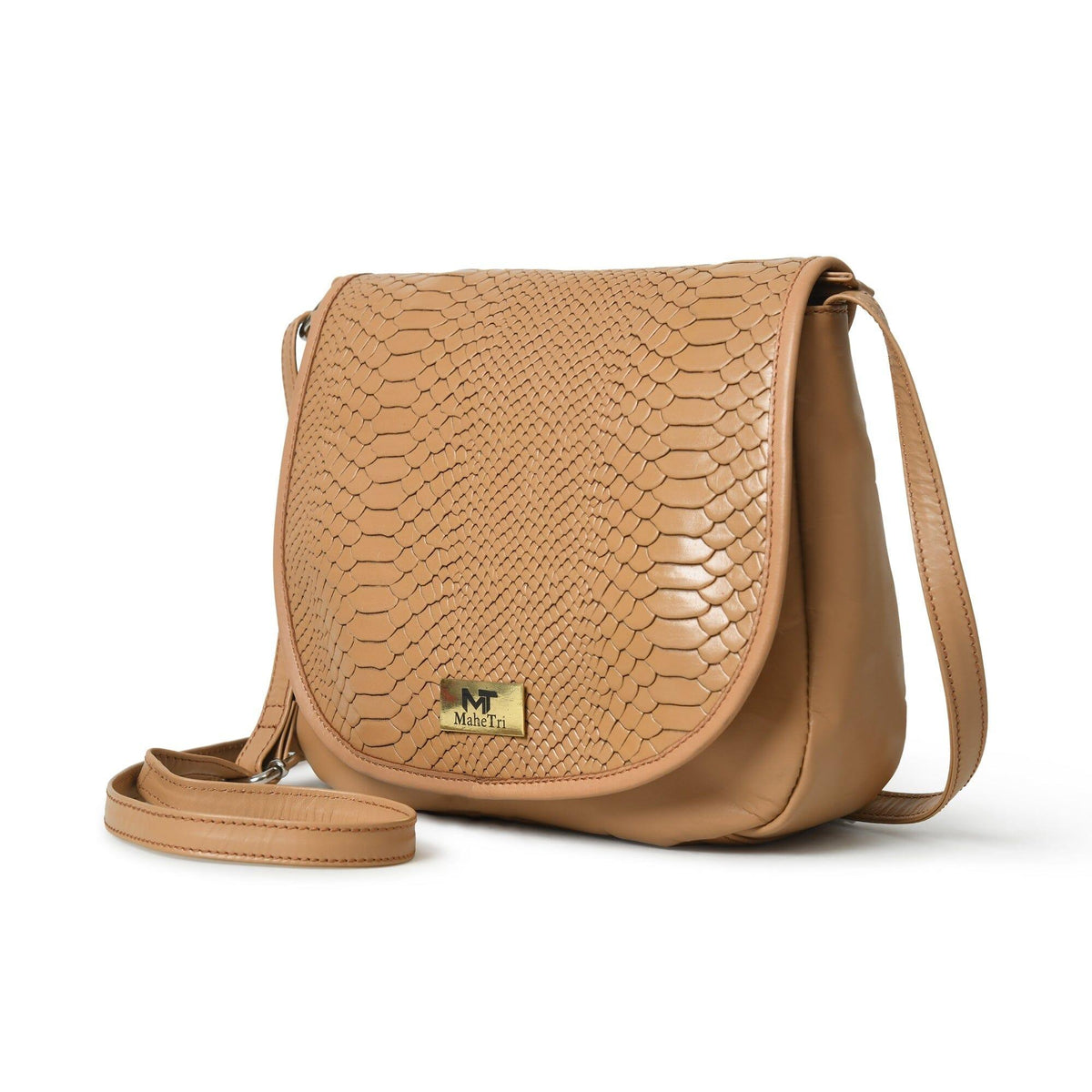 The Croco Satchel- Beige