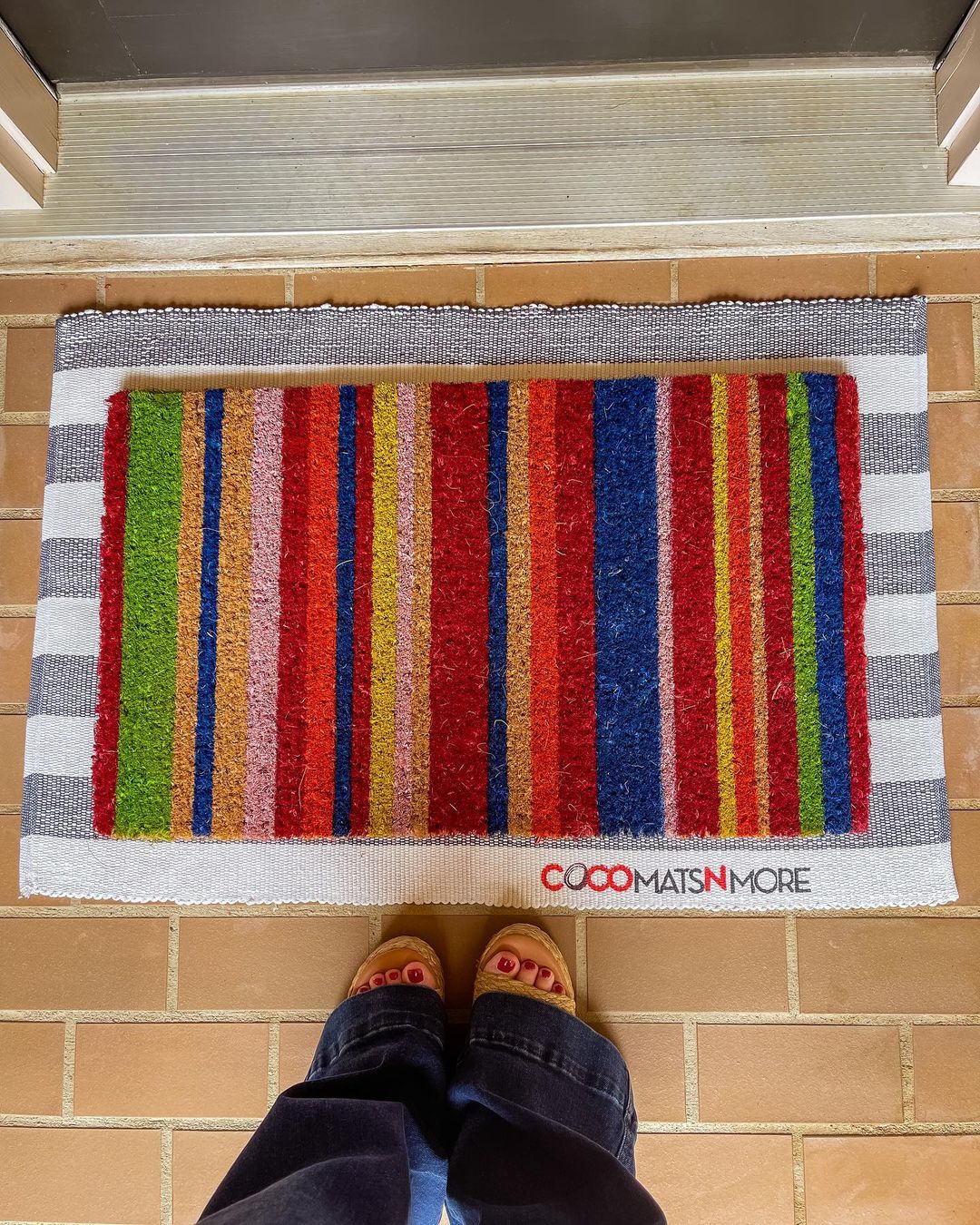 Multi-Color Stripes Handwoven Coco Doormat