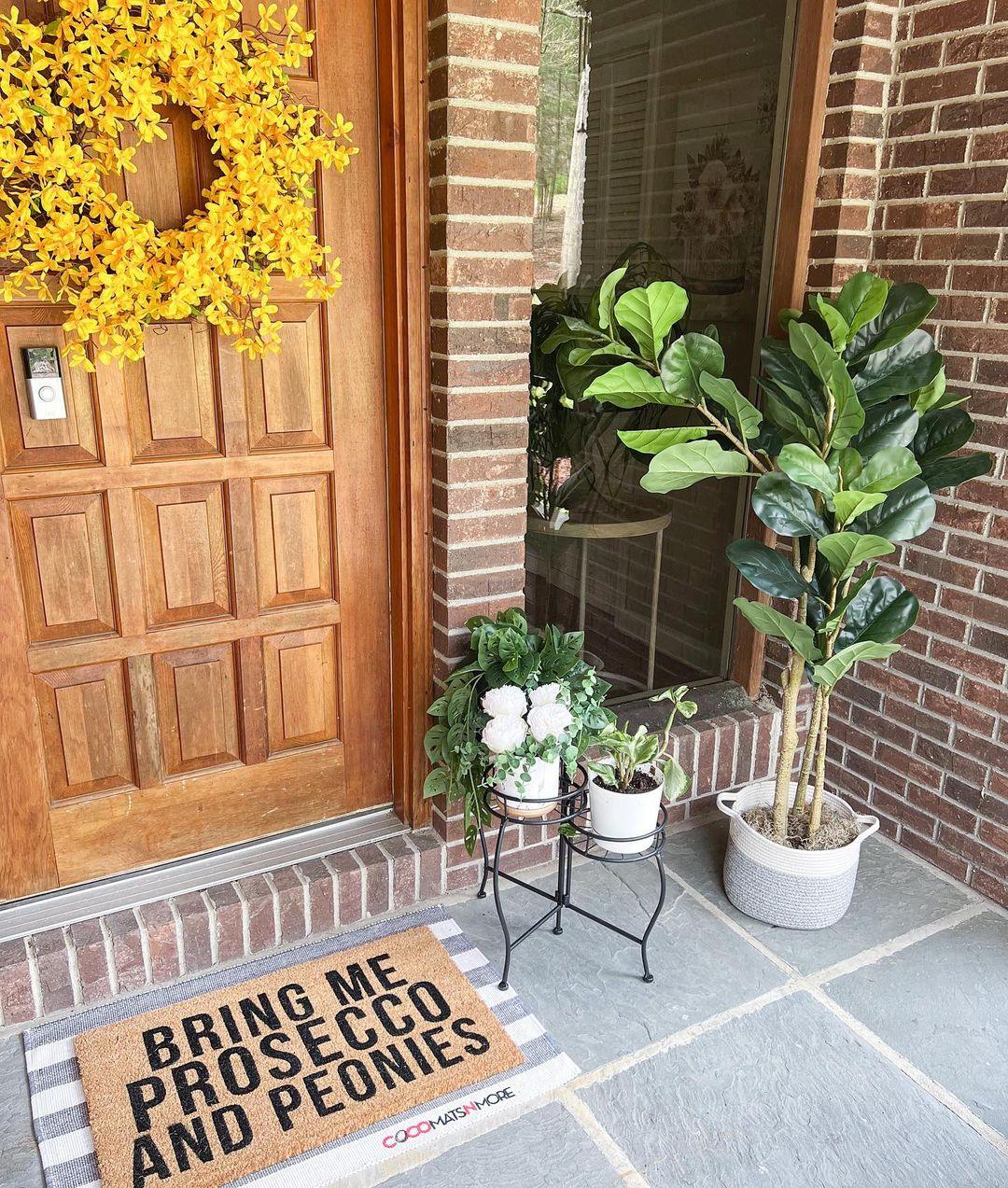Prosecco and Peonies Vinyl Coir Doormat